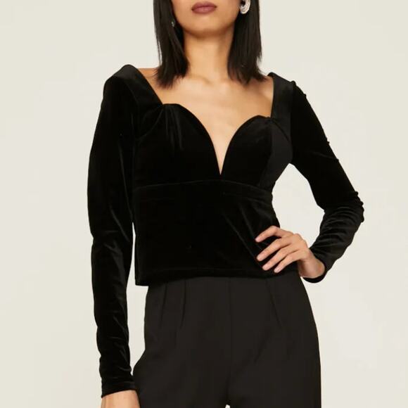 Louna Black Velvet Bustier Top SMALL Milkmaid Sweetheart Cocktail Designer $150 - Picture 1 of 9